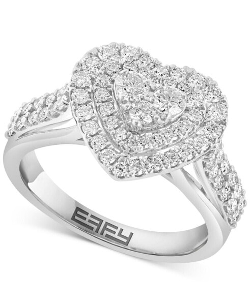 EFFY® Diamond Heart Halo Cluster Ring (1-1/20 ct. t.w.) in 14k White Gold