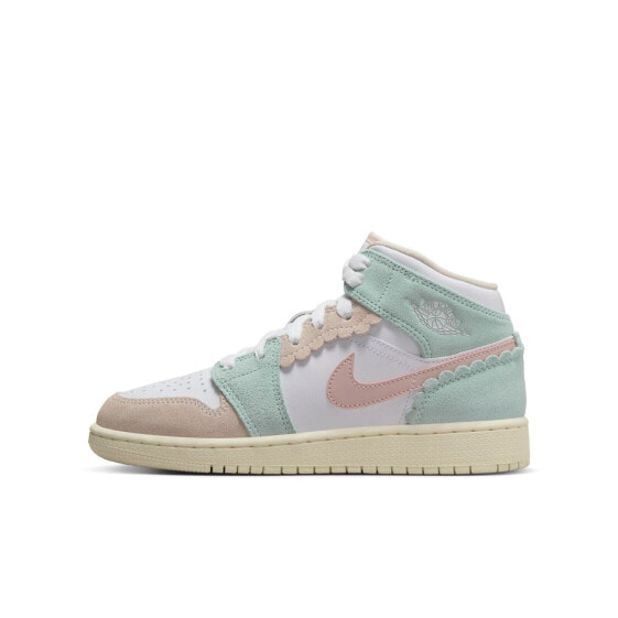 [DZ5361-100] Grade School Air Jordan RETRO 1 MID SE 'PINK OXFORD (GS)'