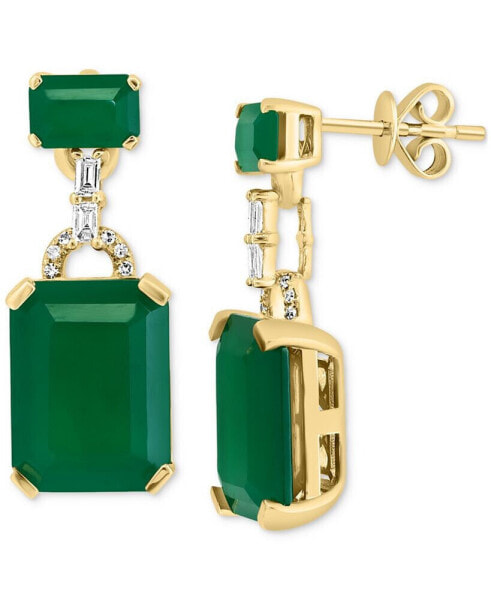 EFFY® Green Onyx & Diamond (1/8 ct. t.w.) Drop Earrings in 14k Gold