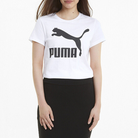 Puma Classics Logo Crew Neck Short Sleeve T-Shirt Womens Size XL Casual Tops 53