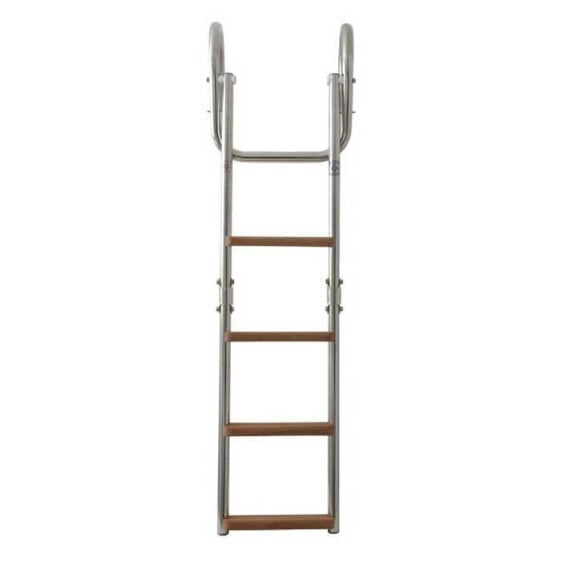 OEM MARINE 4 Wooden Steps Stainless Steel Platform Ladder