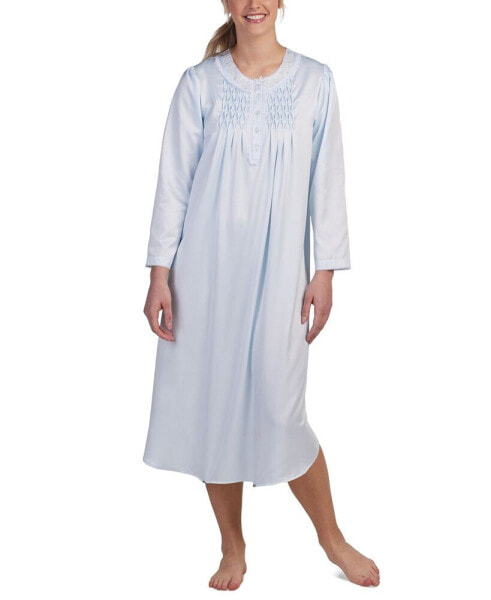 Petite Embroidered Long-Sleeve Nightgown