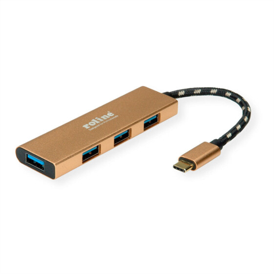 ROLINE 14.02.5049-5 - USB 3.2 Gen 1 (3.1 Gen 1) Type-C - USB 3.2 Gen 1 (3.1 Gen 1) Type-C - 5000 Mbit/s - Gold - Acrylonitrile butadiene styrene (ABS) - Aluminium - Round cable