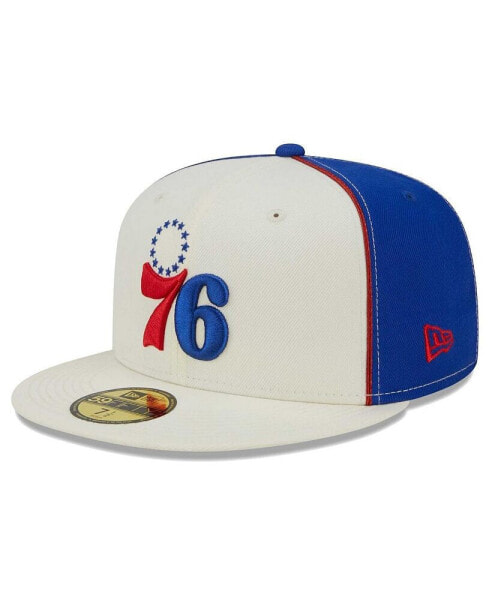 Men's Cream Philadelphia 76ers Piped Pop Panel 59FIFTY Fitted Hat