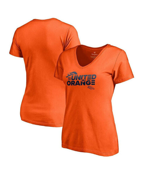 Women's Orange Denver Broncos ReUnited In Orange V-Neck T-shirt