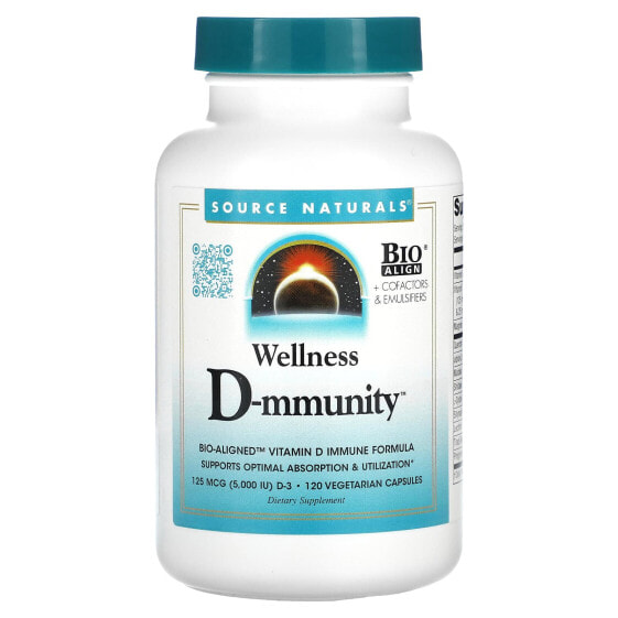 Source Naturals, Wellness D-mmunity, 125 мкг, 120 вегетарианских капсул