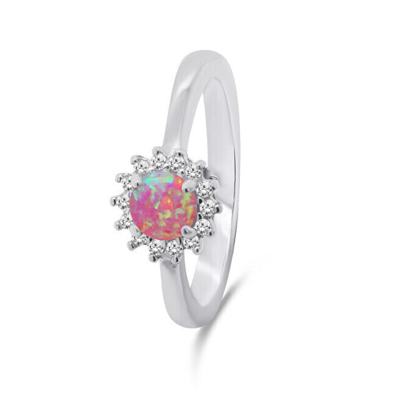 Beautiful silver ring with opal and zircons RI056WP