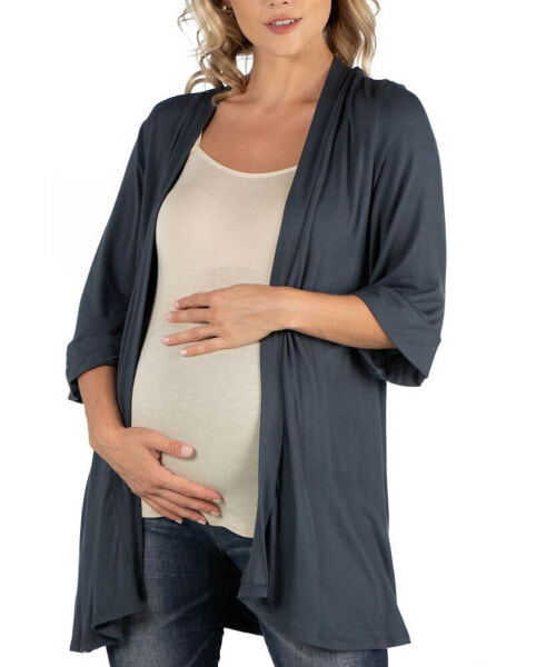 Open Front Elbow Length Sleeve Maternity Cardigan