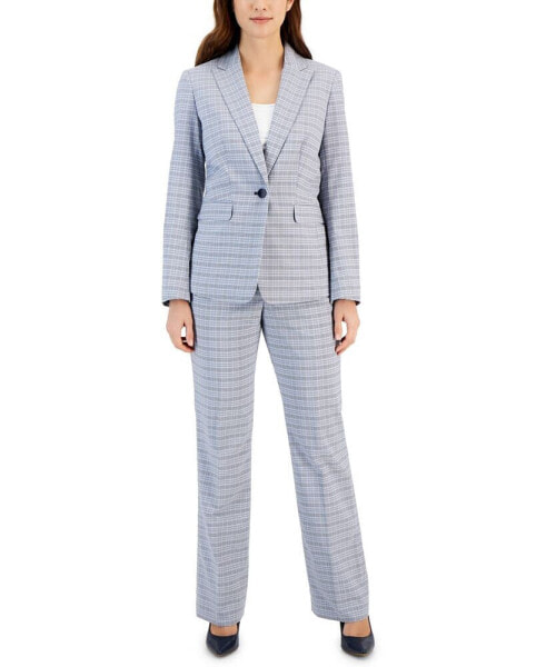 Women's Plaid Pant Suit, Regular & Petite