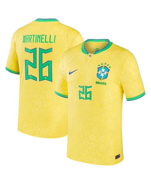 Men's Gabriel Martinelli Yellow Brazil National Team 2022/23 Replica Home Jersey