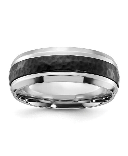 Cobalt Hammered Black IP-plated Center Wedding Band Ring