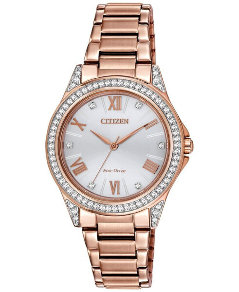 Drive From Eco-Drive Women's Rose Gold-Tone Stainless Steel Bracelet Watch 34mm