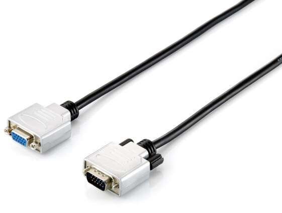 Equip HD15 VGA Extension Cable - 1.8m - 1.8 m - VGA (D-Sub) - VGA (D-Sub) - Male - Female - Black - Silver