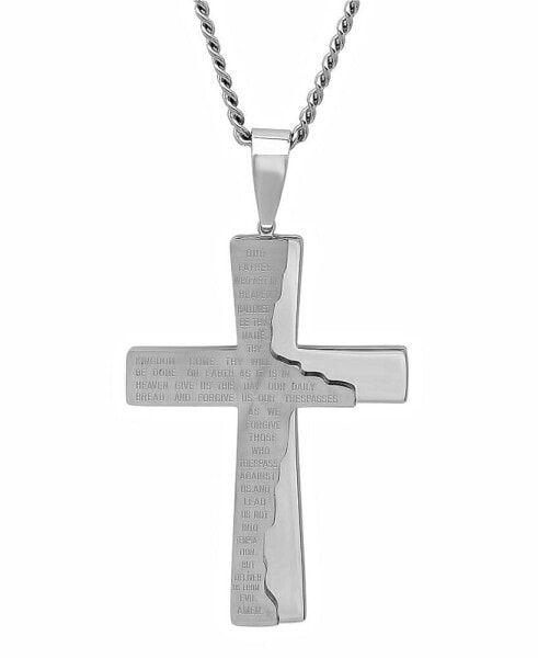 Men's The Lord's Prayer Distressed Tablet Cross Pendant Necklace