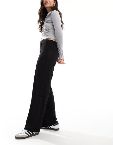 JDY high waist trouser with front seam detail in black