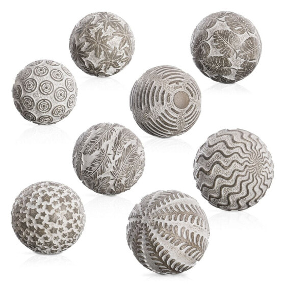 Balls Decoration Grey White 10 x 10 x 10 cm (8 Units)