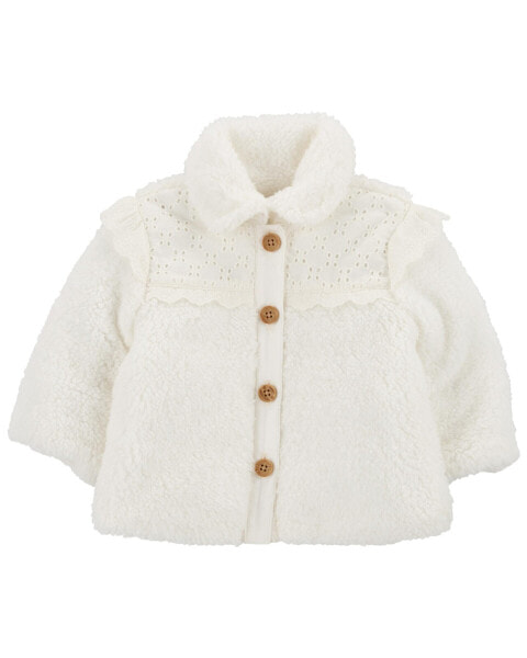 Baby Crochet Sherpa Jacket - Cream 9M