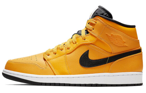 Кроссовки Nike Air Jordan 1 Mid University Gold Black (Желтый)