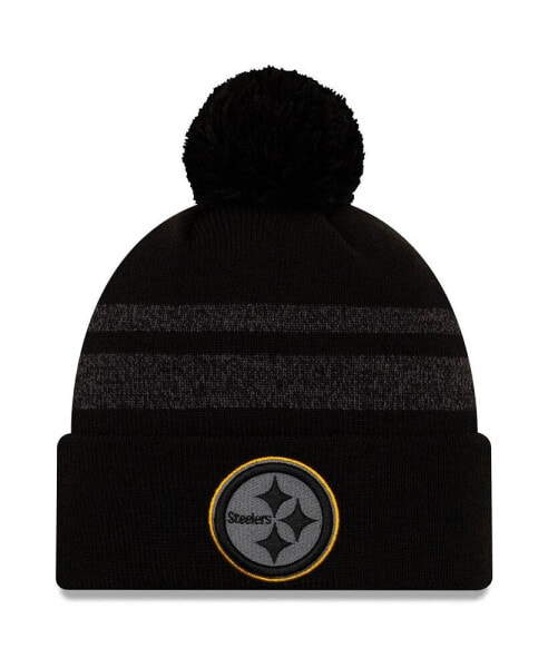 Men's Black Pittsburgh Steelers Dispatch Cuffed Knit Hat With Pom