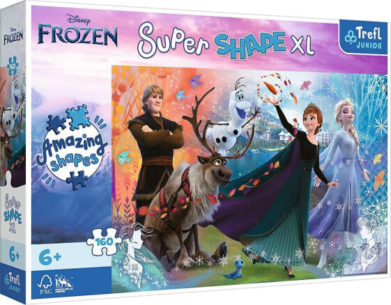 Trefl Puzzle 160 elementów Super Shapes XL Odkryj świat Frozen Kraina Lodu