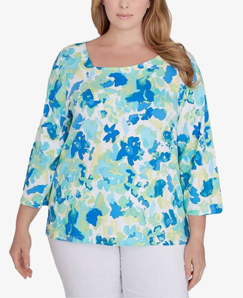 Plus Size Feeling The Lime 3/4 Sleeve Top