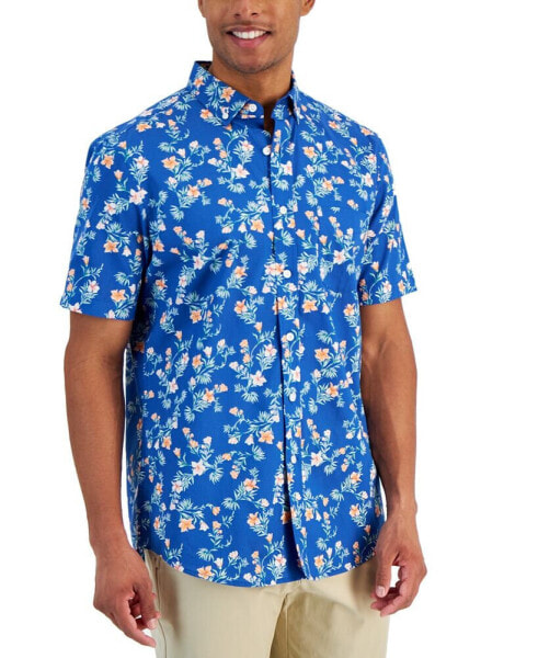 Men's Hibiscus Floral Poplin Shirt, Created for Macy's
