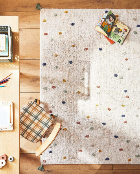 Children’s multicoloured polka dot cotton rug