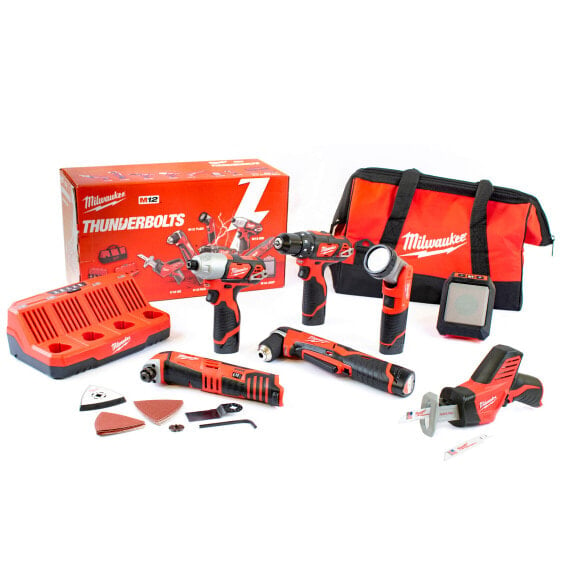 Milwaukee 8x Akkugeräte-Set M12 BPP7A-204B | 4x 2,0Ah Akkus|Lader|Werkzeugtasche