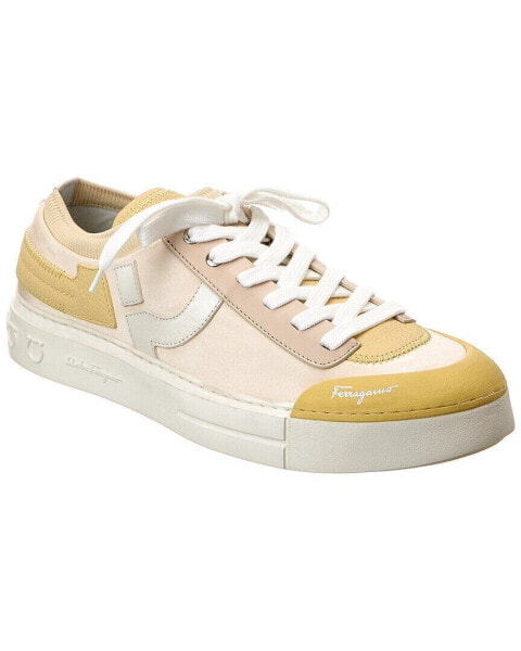 Ferragamo Notion Satin & Leather Sneaker Men's White 5.5 M