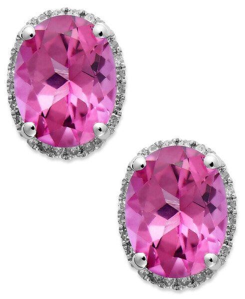 Серьги Macy's 14k White Gold Pink Topaz and Diamond