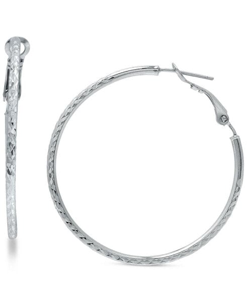 Twist Hoop Earrings in Sterling Silver or 18k Gold Plate Over Sterling Silver, 40mm, Created for Macy's