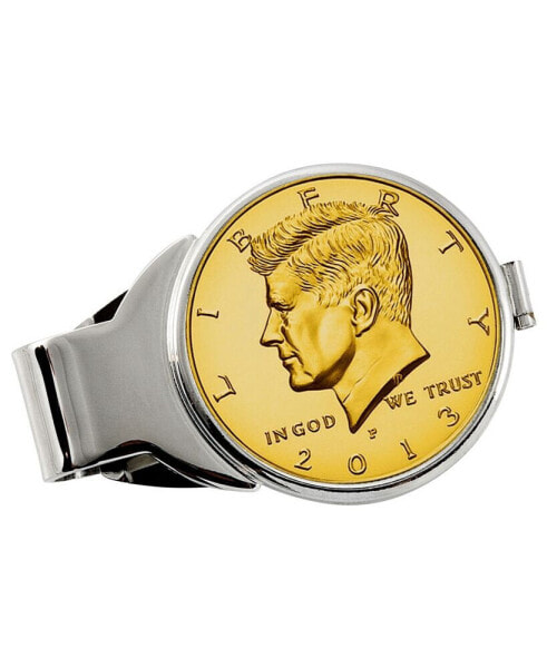 Кошелек American Coin Treasures мужской на зажим с монетой JFK половина доллара, покрытый золотом