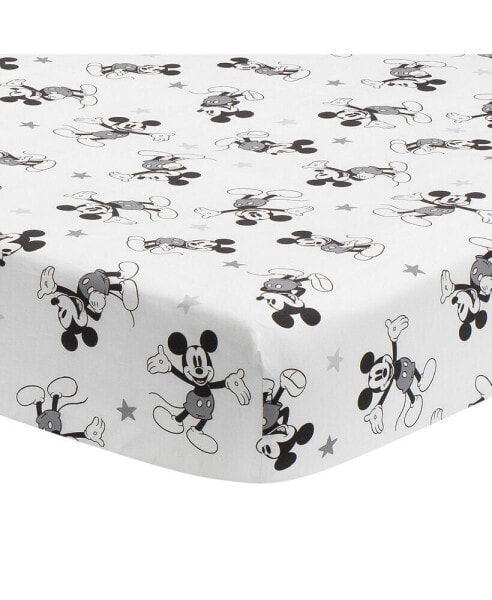 Disney Baby Magical Mickey Mouse 100% Cotton Fitted Crib Sheet - White/Black