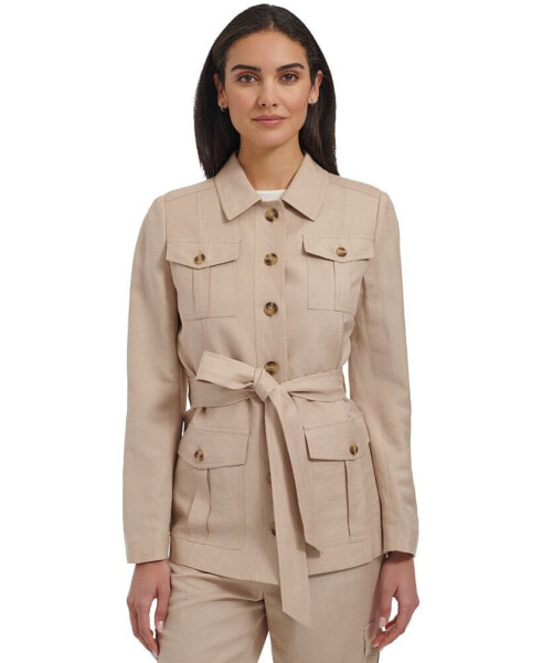 Пиджак с завязкой Calvin Klein для женщин из льняного микса