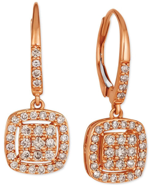 Nude Diamond Pavé Cluster Leverback Drop Earrings (5/8 ct. t.w.) in 14k Rose Gold