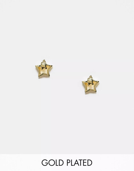 Kingsley Ryan double star cut out stud earrings in gold plated