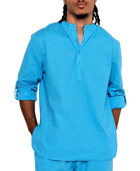 Men's Linen Nehru Collar Shirt