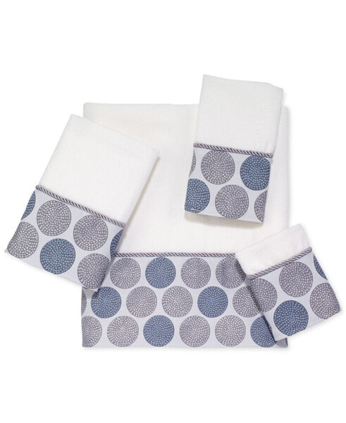 Dotted Circle Bordered Cotton Washcloth, 13" x 13"