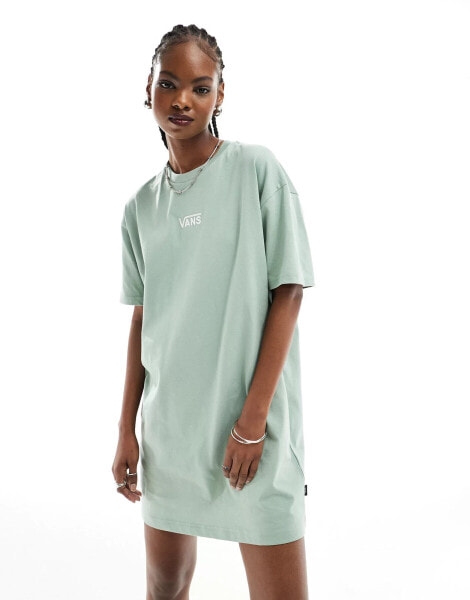 Vans centre vans logo t-shirt dress in light green