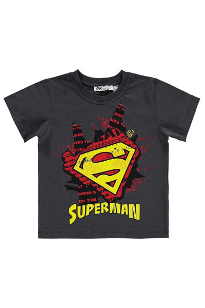 Süperman Erkek Çocuk Tişört 2-5 Yaş Füme