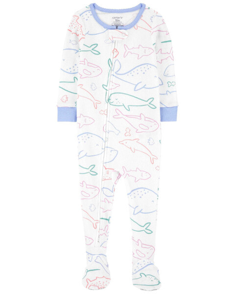 Baby 1-Piece Whale Thermal Footie Pajamas 24M