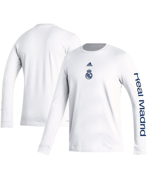 Men's White Real Madrid Team Crest Long Sleeve T-shirt