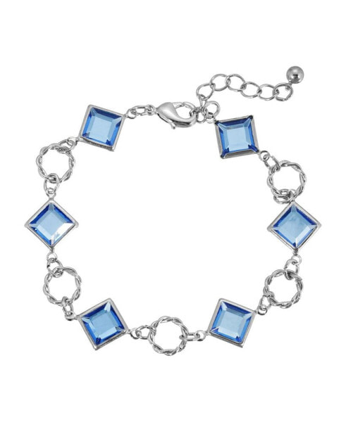 Silver-Tone Light Blue Crystal Bracelet