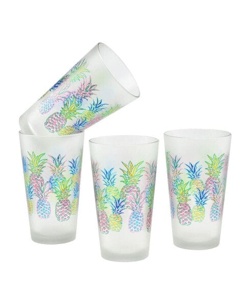 Pop Art Pineapple Pint Glass 16-Ounce Set of 4