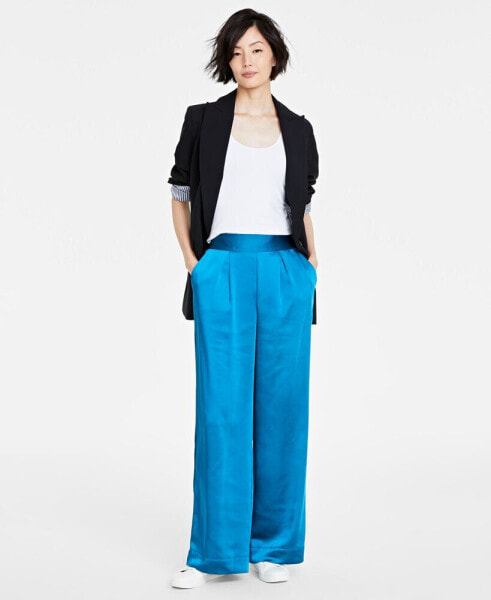 Women's Satin Wide-Leg Pajama Pants, Created for Macy's