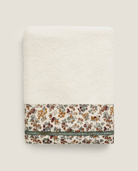 Floral print fabric children’s cotton towel with border