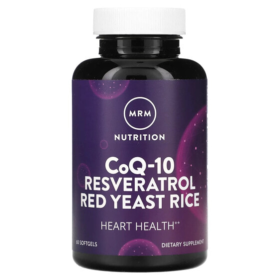 MRM Nutrition, CoQ-10, ресвератрол, красный дрожжевой рис, 60 мягких таблеток