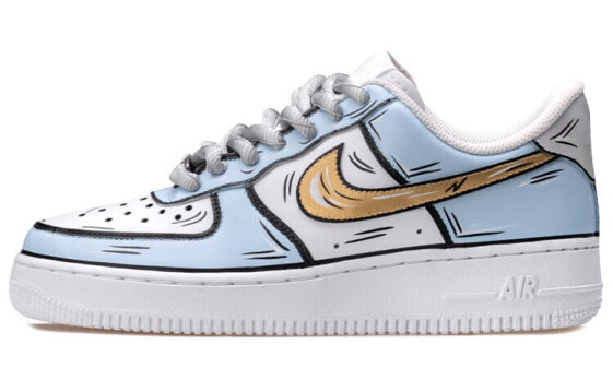 【定制球鞋】 Nike Air Force 1 Low 野鹤制造 空军一号 低帮 冰雪奇缘 二次元 低帮 板鞋 女款 蓝金 / Кроссовки Nike Air Force DD8959-100