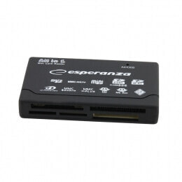 Аксессуар для чтения карт памяти Esperanza EA119 - CF,Memory Stick (MS),MicroDrive,MMC,MS Duo,MS PRO Duo,RS-MMC,SD,SDHC,SDXC,xD - Black - 480 Mbit/s - USB 2.0 - Windows 2000,Windows 2000 Professional,Windows 7 Enterprise,Windows 7 Enterprise x64