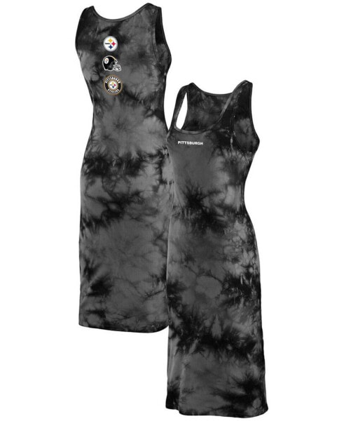 Women's Black Pittsburgh Steelers Tie-Dye Tank Top Dress